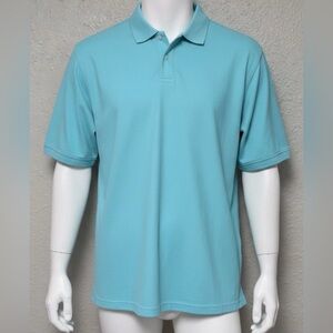 Saddlebred Perfect Polo Shirt Big & Tall 3XLT Blue Short Sleeve Cotton Blend